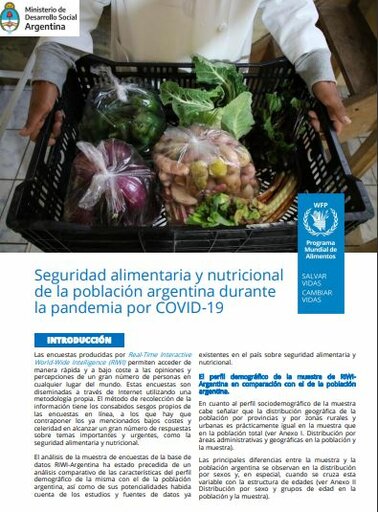 Seguridad alimentaria y nutricional de la población argentina durante la pandemia por COVID-19