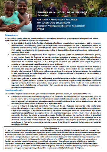 Ecuador: Operación Prolongada de Socorro y Recuperación (PRRO)