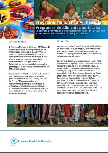 Programas de Alimentación Escolar en América Latina y el Caribe