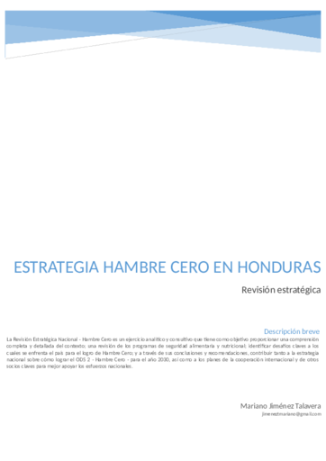 2017 - Strategic Review - Honduras