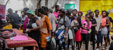 Personas internamente desplazadas en Puerto Príncipe, Haití. 