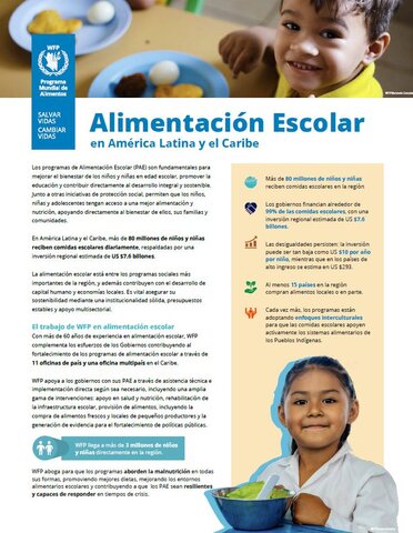 Portada hoja informativa regional sobre alimentación escolar