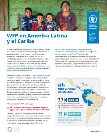 Carátula de la hoja informativa de WFP en América Latina y el Caribe