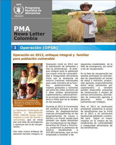 Colombia: boletines informativos del 2013