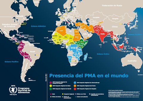 Mapa de los países en donde trabaja PMA