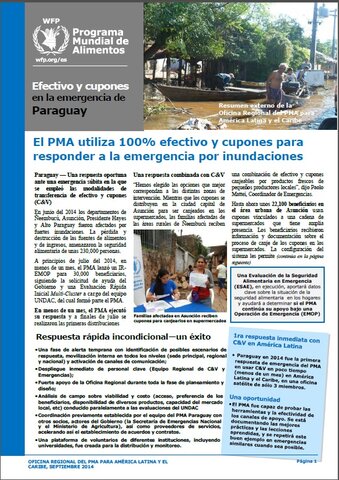 El PMA utiliza la transferencia de efectivo y cupones para responder a la emergencia por inundaciones en Paraguay