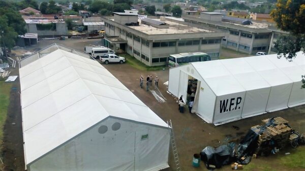 Bodega portátil del WFP aliviará el almacenamiento de alimentos en los centros de acopio de Alotenango