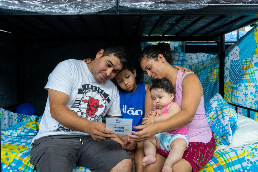 Family in shelter in El Salvador