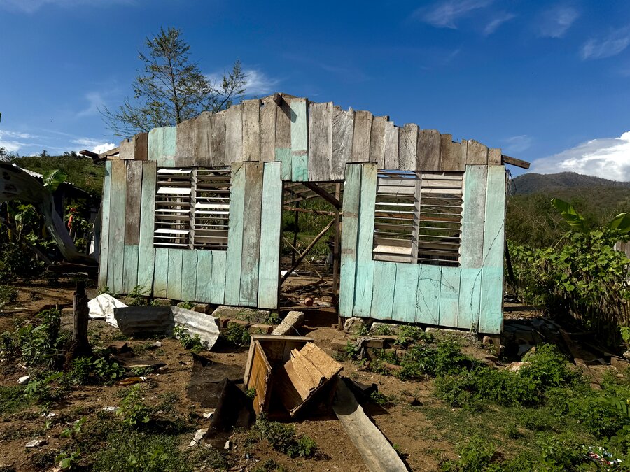 Restos de la casa de Orquideo Santiesteban y familia tras el paso del huracán Melissa. Foto: WFP/Tayra Pinzón